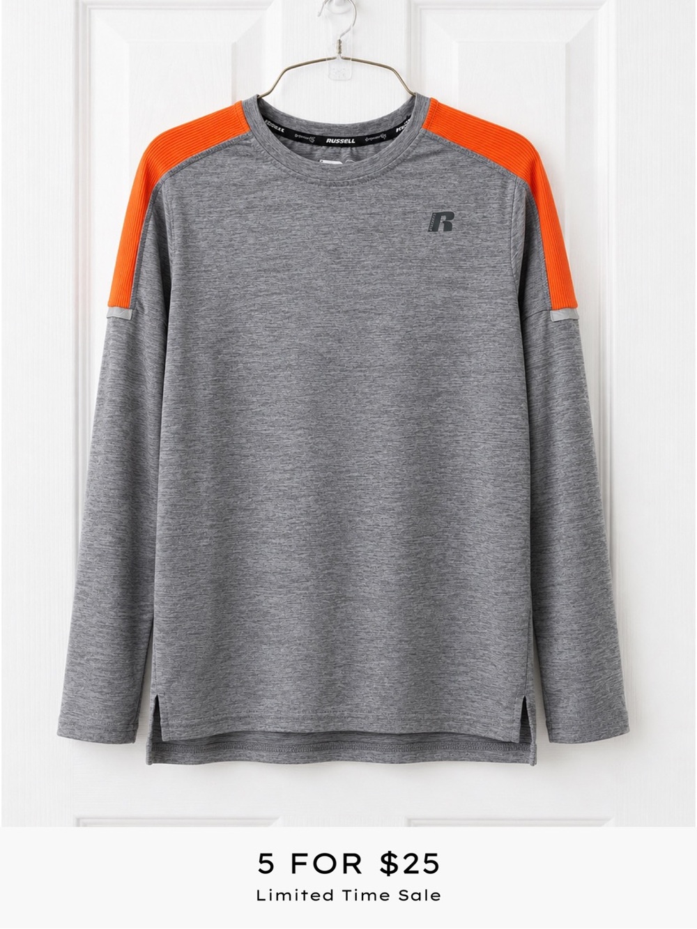 Russell Dri-Power 360 Boys Athletic Shirt L 10/12 Long Sleeve Performance Tee